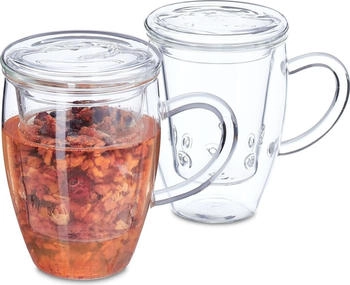 Relaxdays Teeglas Teebecher Teetassen Glastassen Glas-Teetasse Glas 2er Set Sieb Deckel Relaxdays Teeglas Teebecher Teetassen Glastassen Glas-Teetasse Glas 2er Set Sieb Deckel