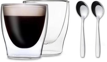 Feelino DUOS doppelwandiges Glas 80 ml Thermofunktion inkl. Edelstahl-Löffel