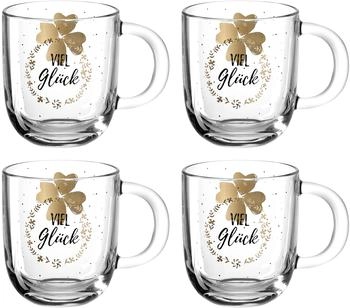 Leonardo HOME 046452 EMOZIONE Tasse 400 ml mehrfarbig 'Viel Glück' 4er-Set