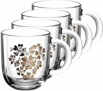 Leonardo HOME 046448 EMOZIONE Tasse 400 ml mehrfarbig Blumenherz 4er-Set