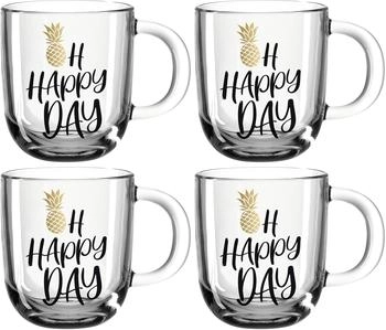 Leonardo HOME Tasse EMOZIONE 4er-Set 400 ml-OH HAPPY DAY, 046412