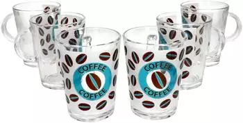 Ritzenhoff & Breker 6er Set Cremona Glas-Kaffeebecher m. Henkel 320ml blau