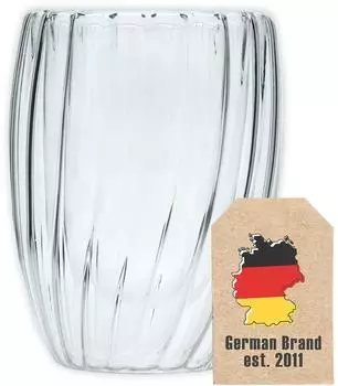 Intirilife Doppelwandiges Thermo Glas - Striped Style - 210ml