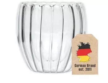 Intirilife Gläser-Set, Glas, Doppelwandiges Thermo Glas - Striped Style – 190ml