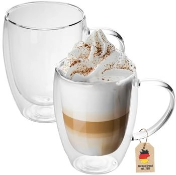 Intirilife 2x Doppelwandiges Thermo Glas Set in 300 - 400ml - Thermoglas