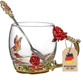 Intirilife Teetasse Schmetterling Blumentasse Kaffeetasse 330 ml
