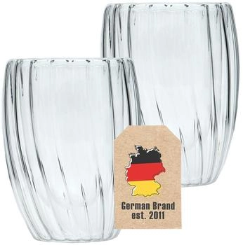 Intirilife 2x Doppelwandiges Thermo Glas - Striped Style - 210ml