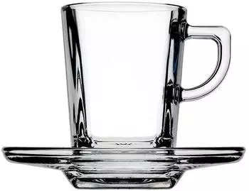 Pasabahce Carre Espressotassen-Set mit Untertassen, Glas, transparent, 12-teilig
