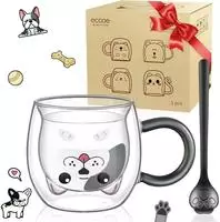 Doppelwandige Hund Tasse 280ml Gl&auml;ser Mit L&ouml;ffel - Kaffeetasse S&uuml;&szlig;e...
