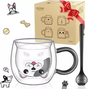 LuxusKollektion Hund Tasse doppelwandig 280ml mit Löffel