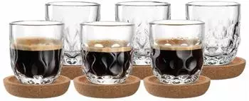 Leonardo Gocce Espressogläser mit Untersetzer, 60ml, 6er-Set, transparent (68827601-0)