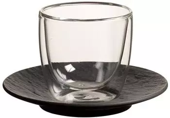 Villeroy & Boch Manufacture Rock Glow Espressoglas mit Untertasse 60ml, transparent (63168929-0)