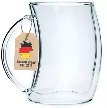 Intirilife Doppelwandiges Thermoglas mit Henkel 200ml