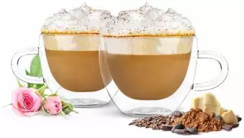 Sendez Doppelwandige Cappuccino-Tassen mit Henkel 290ml, 4er-Set