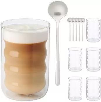 Relaxdays Latte Macchiato Gl&auml;ser doppelwandig, Set