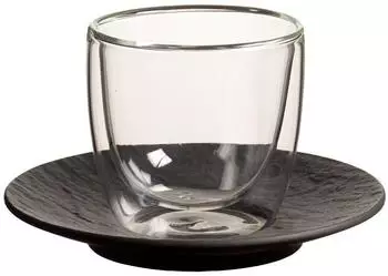 Villeroy & Boch Manufacture Rock Espressoglas mit Untertasse 70ml, schwarz (1042391410)