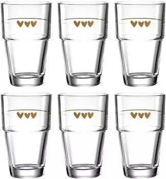 Leonardo SOLO Becher mit Herzmotiv, 410ml, 6er-Set (66182047-0)