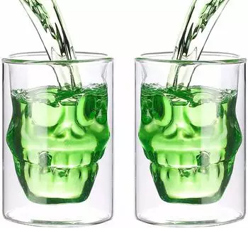 Cucina di Modena Doppelwandige Trinkgläser Totenkopf 0,4l, 2er-Set, spülmaschinenfest