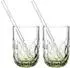 Leonardo Gocce Latte-Macchiato-Gläser-Set 4-tlg. mit Glastrinkhalmen, grün, 390ml