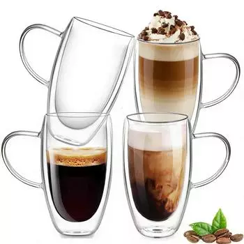 LuxusKollektion Latte-Macchiato-Gl&auml;ser doppelwandig, Borosilikatglas, 4er-Set 450ml