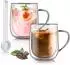 LuxusKollektion Doppelwandige Kaffeegläser mit Griff, Borosilikatglas, 450ml, 2er-Set