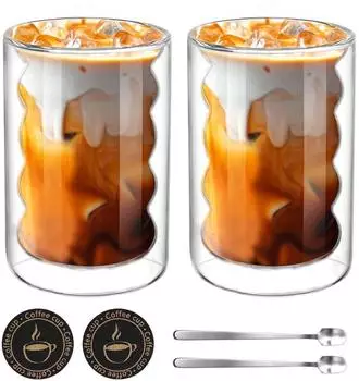 LuxusKollektion Latte-Macchiato-Gläser 2er Set, doppelwandig, Borosilikatglas, 350ml
