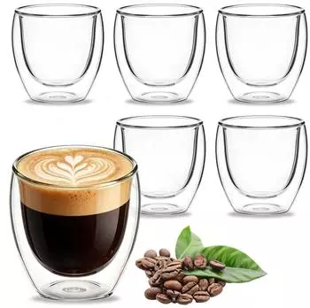 LuxusKollektion Espressogläser doppelwandig 6er-Set 80ml Borosilikatglas