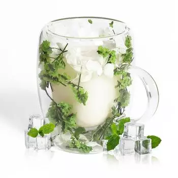 LuxusKollektion Doppelwandiges Kaffeeglas mit Blumenmotiv 350ml