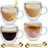 LuxusKollektion Doppelwandige Latte-Macchiato-Gläser 4er-Set 250ml mit Löffeln