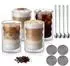 LuxusKollektion Doppelwandige Kaffeegläser 350ml, Borosilikatglas, 4er-Set mit Löffeln & Untersetzern