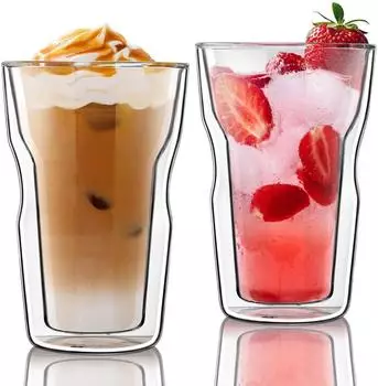 LuxusKollektion Doppelwandige Kaffeegläser 500ml, Borosilikatglas, 2er Set