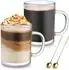 LuxusKollektion Cappuccino-Gläser 350ml geriffelt mit Löffel, 2er Set