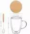 LuxusKollektion Doppelwandige Kaffeegläser 4er-Set 350ml Borosilikatglas mit Deckel und Löffel