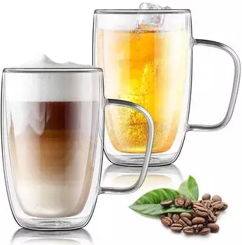 LuxusKollektion Latte-Macchiato-Gläser doppelwandig 500ml mit Griff, 2er Set