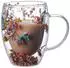 LuxusKollektion Doppelwandiges Cappuccino-Glas mit Trockenblumen, Borosilikatglas, 350ml