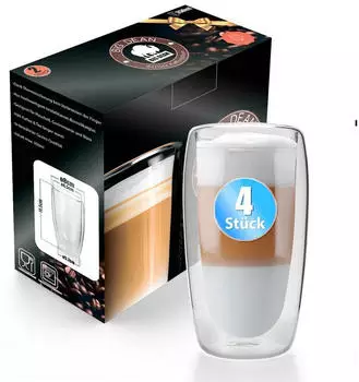BigDean Latte Macchiato Gl&auml;ser doppelwandig 350ml Borosilikatglas, 4er-Set