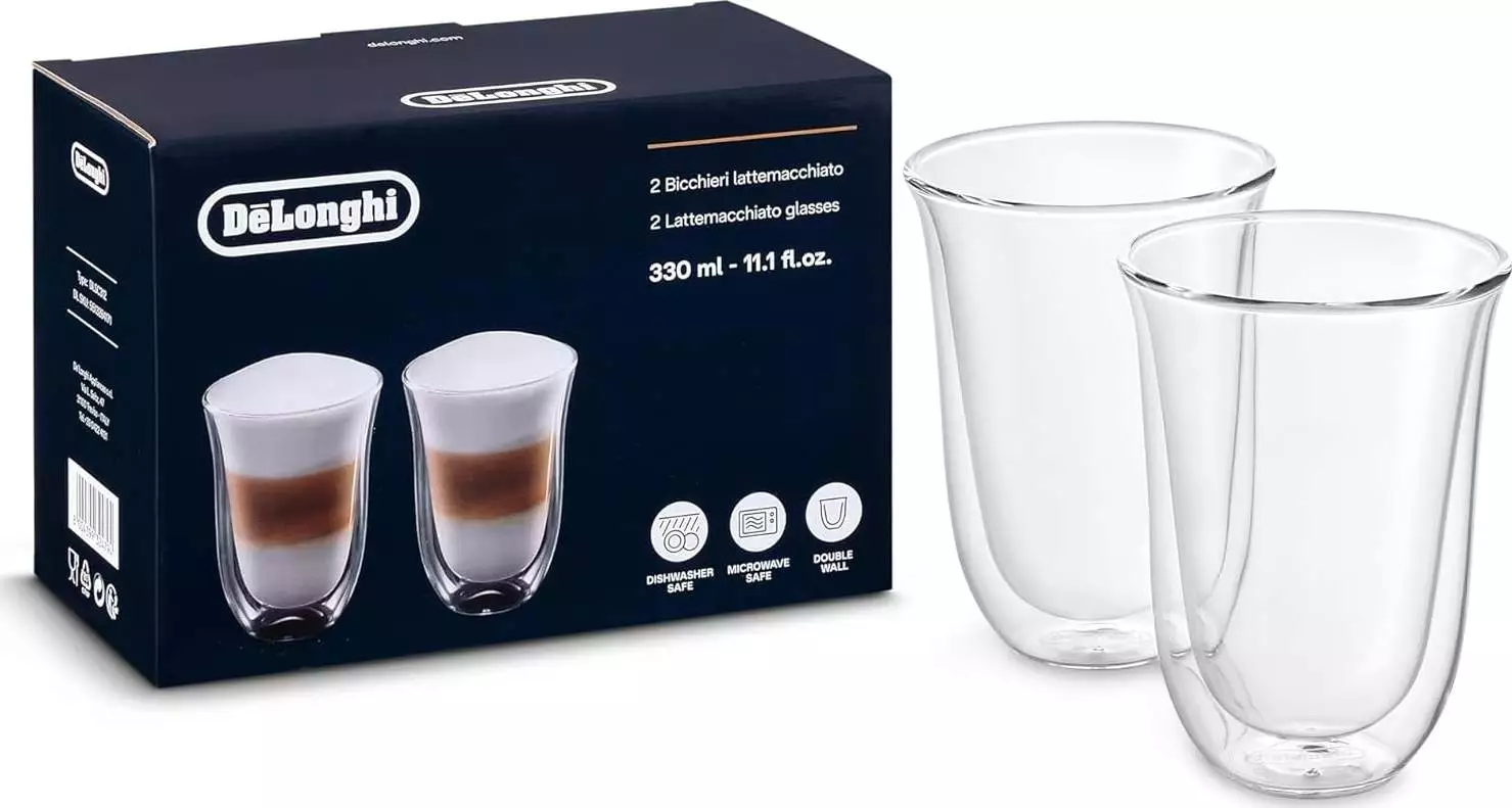 De'Longhi Thermoglas Latte Macchiato 2er Set Latte Macchiato Glas
