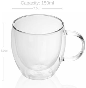 Intirilife 4x Doppelwandiges Thermo Glas Set in 100 - 200ml