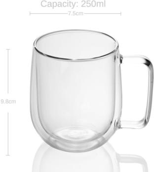 Intirilife 2x Doppelwandiges Thermo Glas Set in 250 ml im