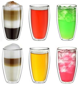 Creano Thermoglas (6-tlg), hoch, Borosilikatglas, 400 ml, weiß