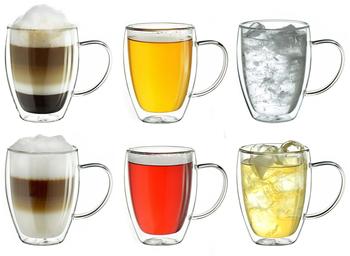 Creano Thermoglas (6-tlg), mit Henkel, Borosilikatglas, 250 ml, weiß