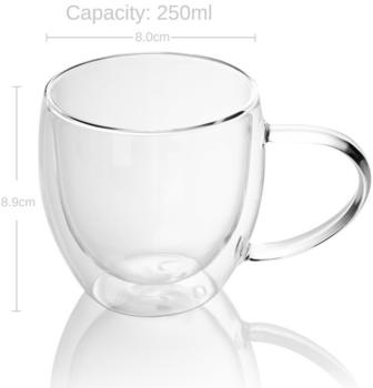 Intirilife 4x Doppelwandiges Thermo Glas Set in 200 - 300ml im