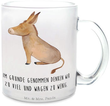 Mr. & Mrs. Panda Glas Teetasse Esel erfolg, lustige Sprüche, Tasse mit Henkel, Lebensglück, Lebensmut, gute Laune, Weisheit