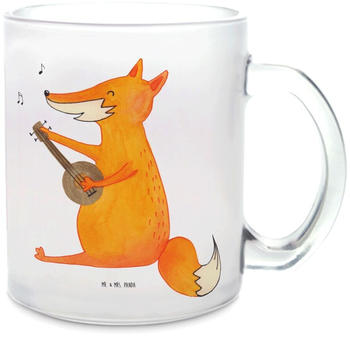 Mr. & Mrs. Panda Glas Teetasse Fuchs Gitarre Geschenk Musiker, Teebecher, Tasse mit Henkel, trällern, Sänger, Musiker, Füchse