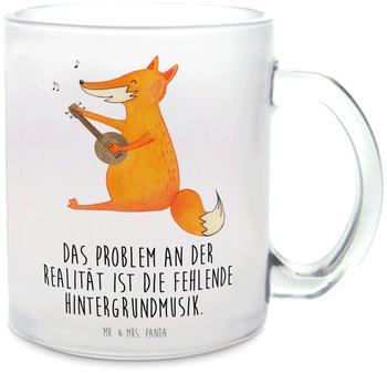 Mr. & Mrs. Panda Glas Teetasse Fuchs Gitarre Teebecher, trällern, Musiker, Musik Spruch, Sängerin, Musikerin, Sänger, Tasse mit Henkel