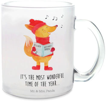 Mr. & Mrs. Panda Glas Teetasse Fuchs Sänger Advent, Geschenk Sänger, Winter, Weihnachtslieder, Nikolaus, Weihnachten