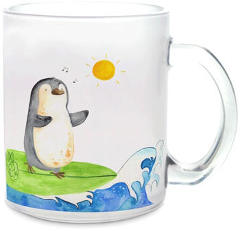 Mr. & Mrs. Panda Glas Teetasse Pinguin Surfer Wellen reiten, Teebecher, Tasse mit Henkel, Hawaii, Urlaub