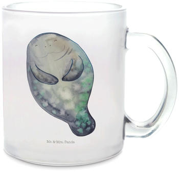 Mr. & Mrs. Panda Glas Teetasse Seekuh happy Neustart, Liebeskummer, Zufrieden, Tasse mit Henkel, Respekt, Teebecher, Urlaub, Meerestiere, Meer