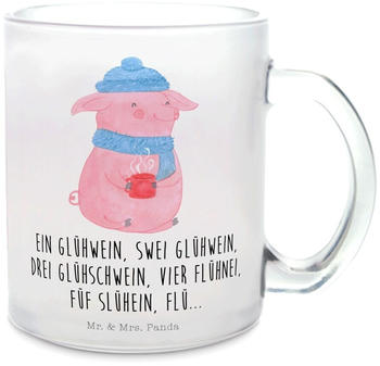 Mr. & Mrs. Panda Glas Teetasse Lallelndes Glühschwein Tasse mit Henkel, Weihnachtsdeko, Winter, Teebecher, Glühwein, Heiligabend, Betrunken