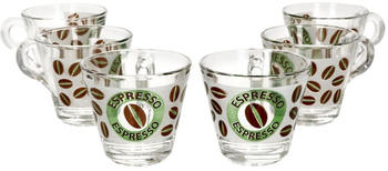 Ritzenhoff & Breker 6er Set Cremona Glas-Espressotasse m. Henkel 60ml grün Becher